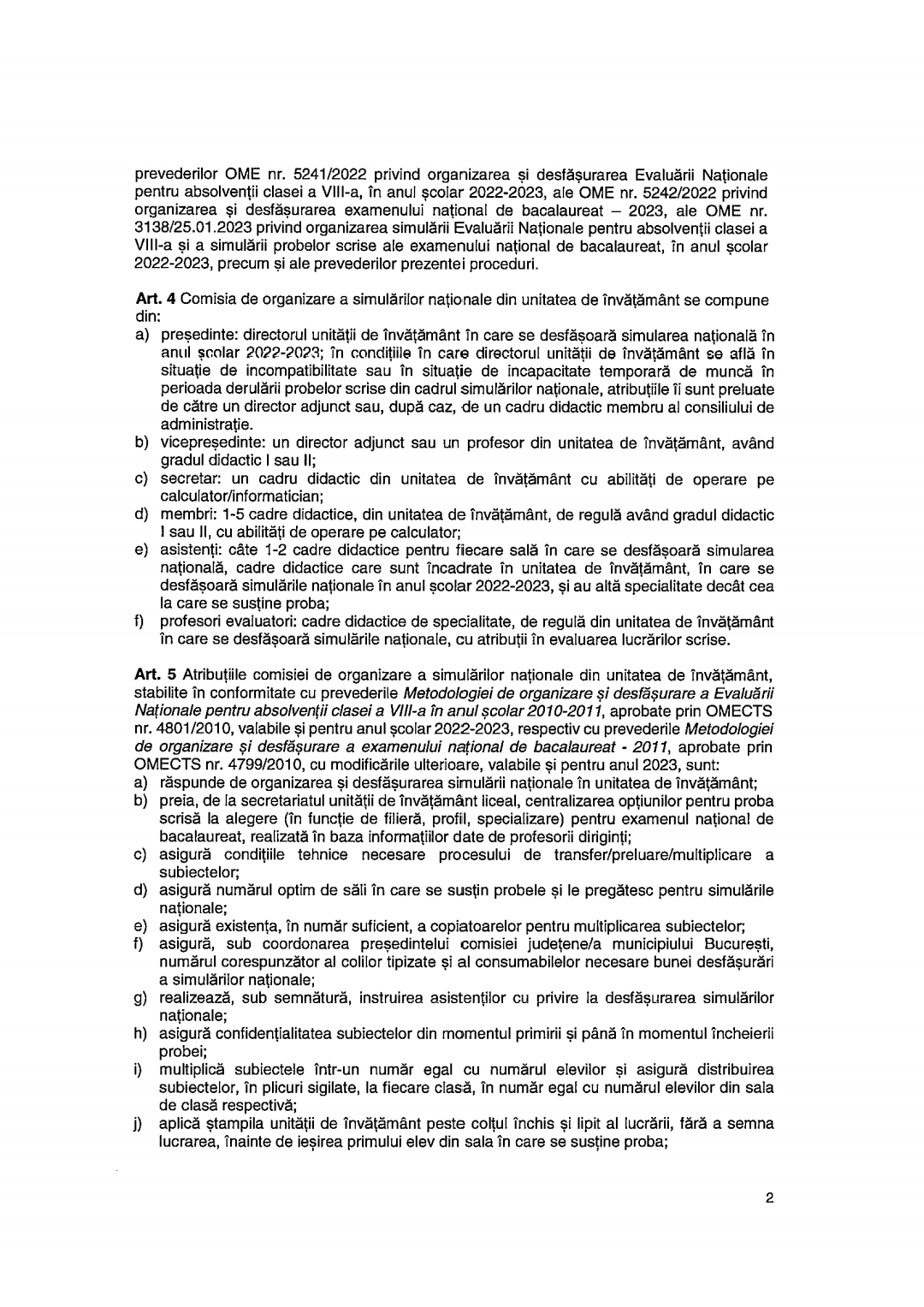 Procedura ME CNPEE nr229 SIMULARI ENVIII BAC 2022 2023PDF 230317 140610 2